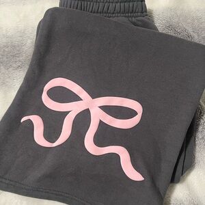 Gray edikted Sweatpants with Pink Bow Design